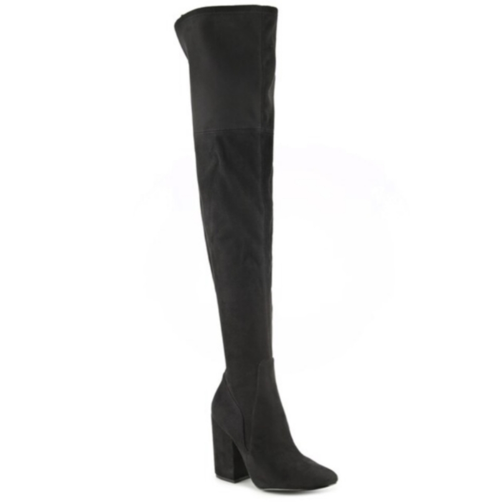 Kendall And Kylie Over the Knee Black Block Heel Boots